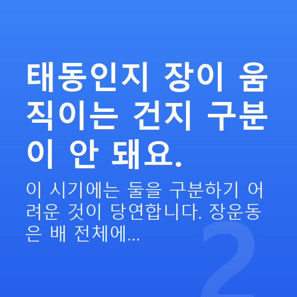 임신 18주차 태동 태동인지 장이 움직이는 건지 구분이 안 돼요.