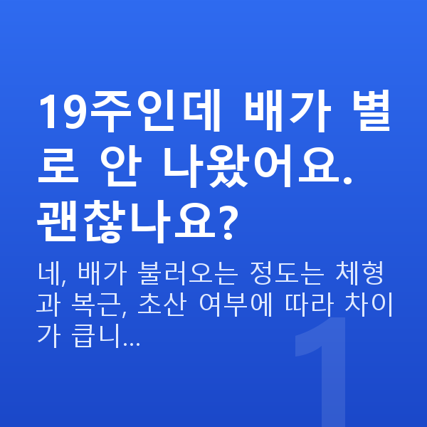 임신 19주차 배 크기 19주인데 배가 별로 안 나왔어요. 괜찮나요?