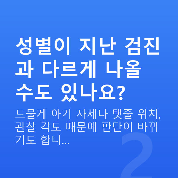 임신 19주차 성별 성별이 지난 검진과 다르게 나올 수도 있나요?