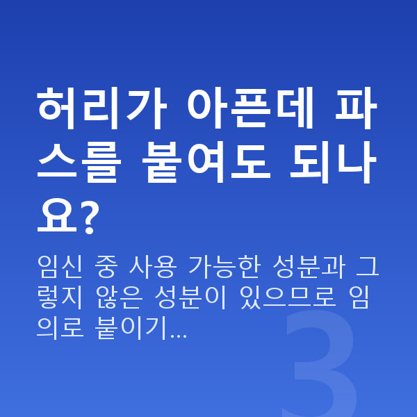 임신 19주차 증상 허리가 아픈데 파스를 붙여도 되나요?