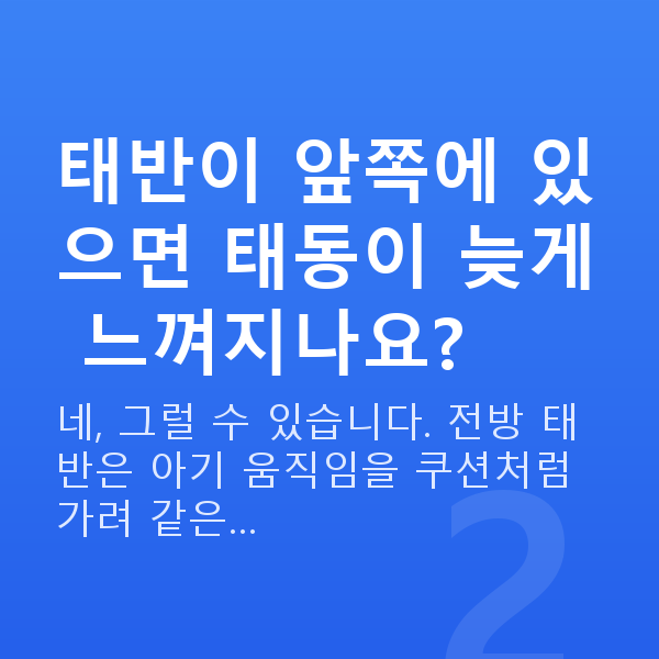 임신 19주차 태동 태반이 앞쪽에 있으면 태동이 늦게 느껴지나요?