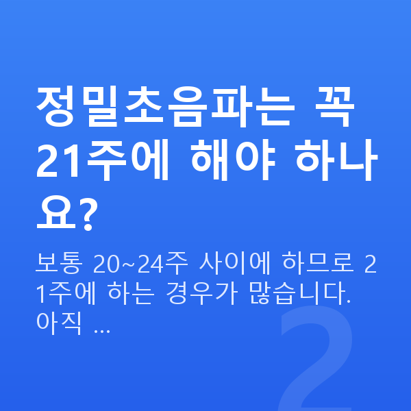 임신 21주차 초음파 정밀초음파는 꼭 21주에 해야 하나요?