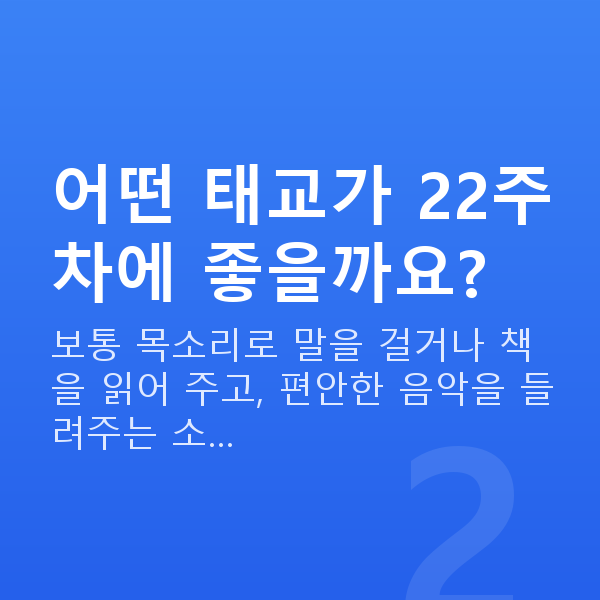 임신 22주차 태교 어떤 태교가 22주차에 좋을까요?