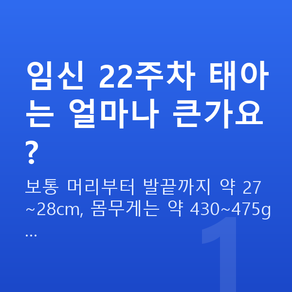 임신 22주차 태아크기 임신 22주차 태아는 얼마나 큰가요?