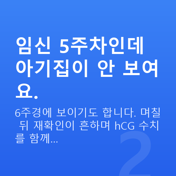 임신 5주차 아기집 임신 5주차인데 아기집이 안 보여요.