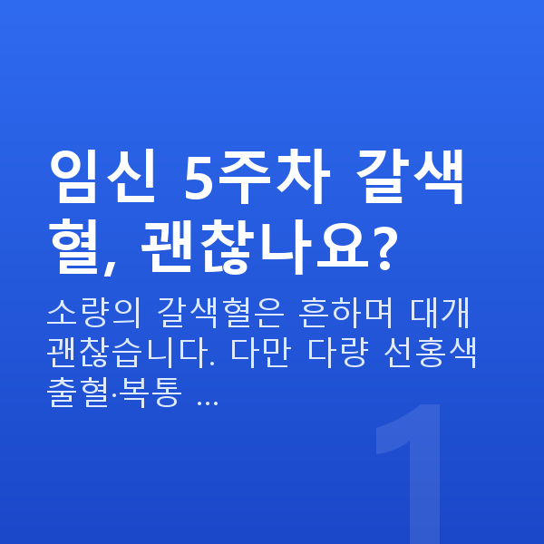 임신 5주차 출혈 임신 5주차 갈색혈, 괜찮나요?