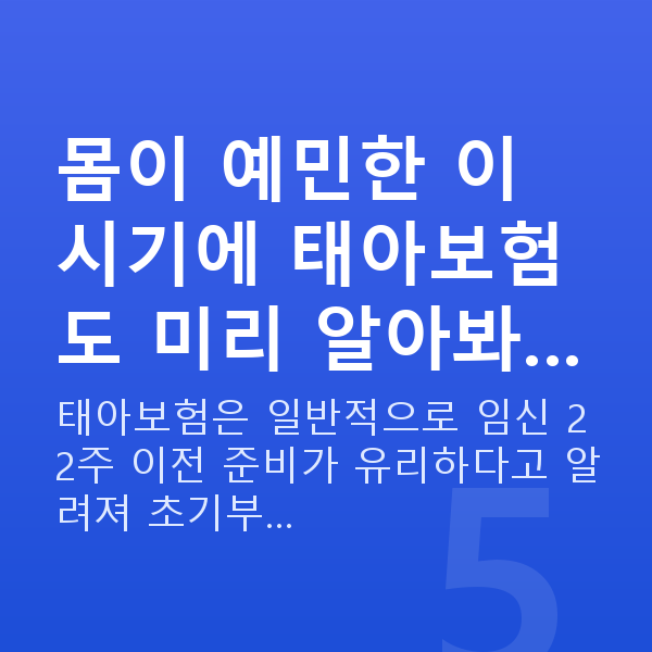 임신 6주차 배통증 몸이 예민한 이 시기에 태아보험도 미리 알아봐…