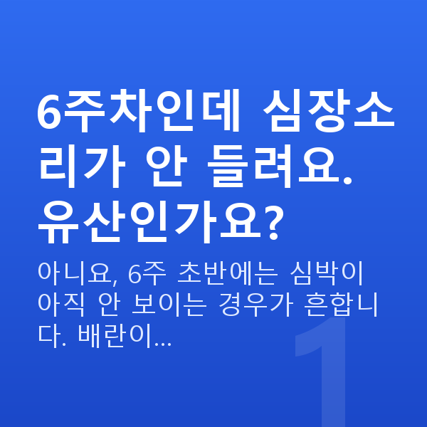 임신 6주차 심장소리 6주차인데 심장소리가 안 들려요. 유산인가요?