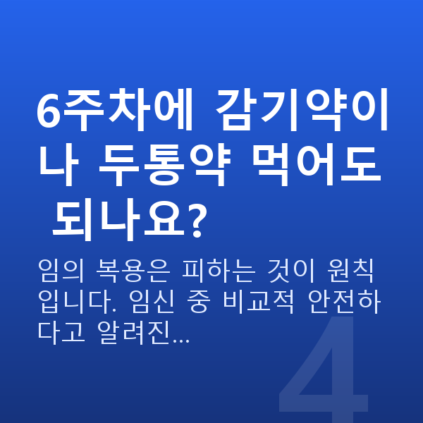임신 6주차 증상 6주차에 감기약이나 두통약 먹어도 되나요?