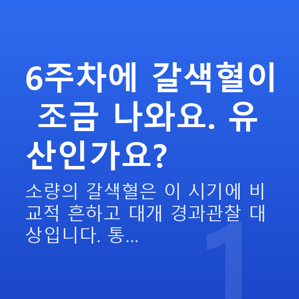 임신 6주차 출혈 6주차에 갈색혈이 조금 나와요. 유산인가요?