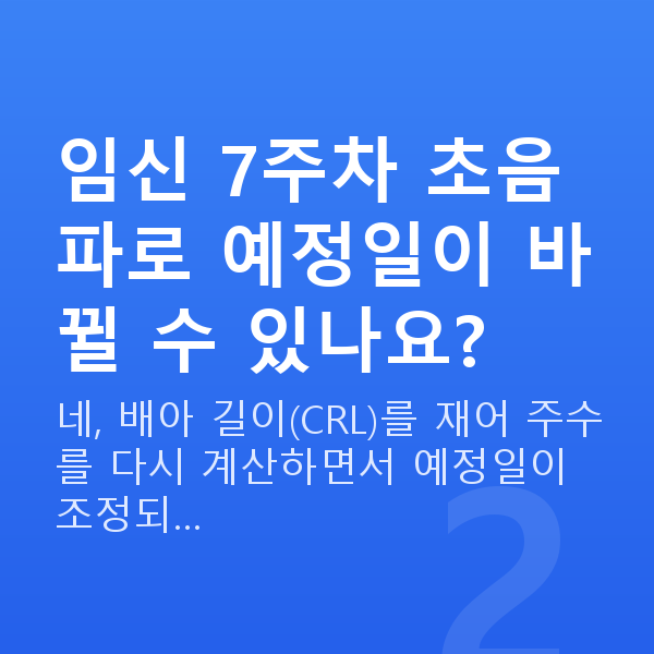 임신 7주차 초음파 임신 7주차 초음파로 예정일이 바뀔 수 있나요?