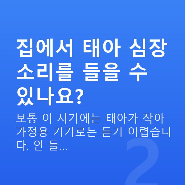 임신 8주차 심장소리 집에서 태아 심장소리를 들을 수 있나요?