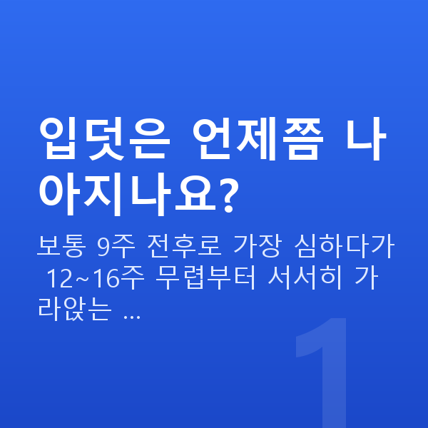 임신 8주차 입덧 입덧은 언제쯤 나아지나요?