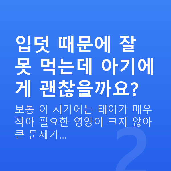 임신 8주차 증상 입덧 때문에 잘 못 먹는데 아기에게 괜찮을까요?