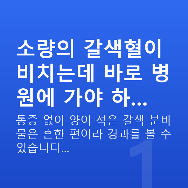 임신 8주차 출혈 소량의 갈색혈이 비치는데 바로 병원에 가야 하…