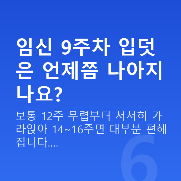 임신 9주차 임신 9주차 입덧은 언제쯤 나아지나요?