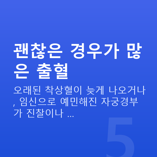 임신 9주차 출혈 괜찮은 경우가 많은 출혈
