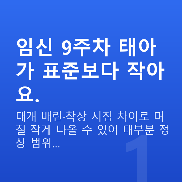 임신 9주차 태아크기 임신 9주차 태아가 표준보다 작아요.