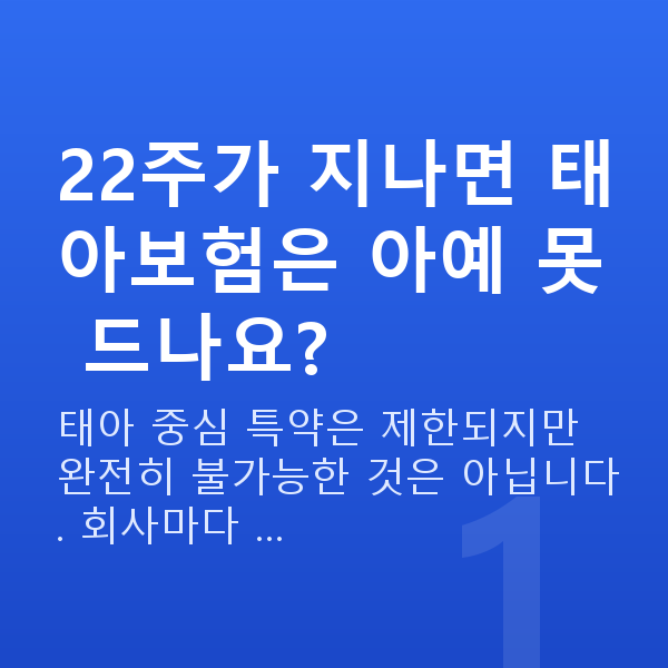 태아보험 가입시기 놓침 22주가 지나면 태아보험은 아예 못 드나요?
