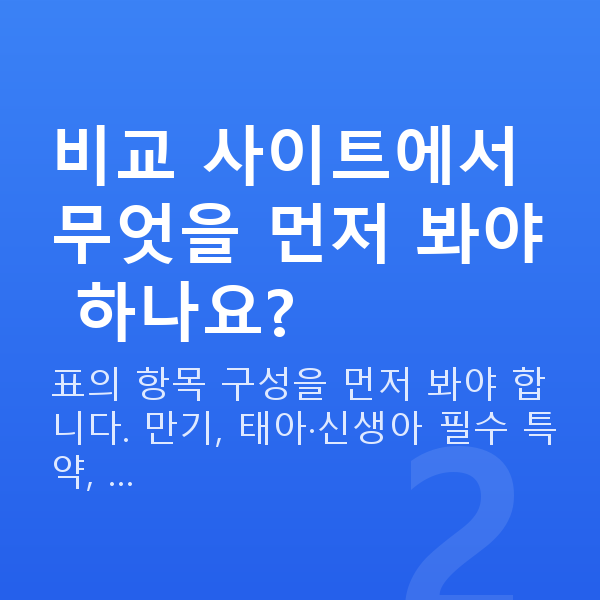 태아보험 비교 사이트 비교 사이트에서 무엇을 먼저 봐야 하나요?