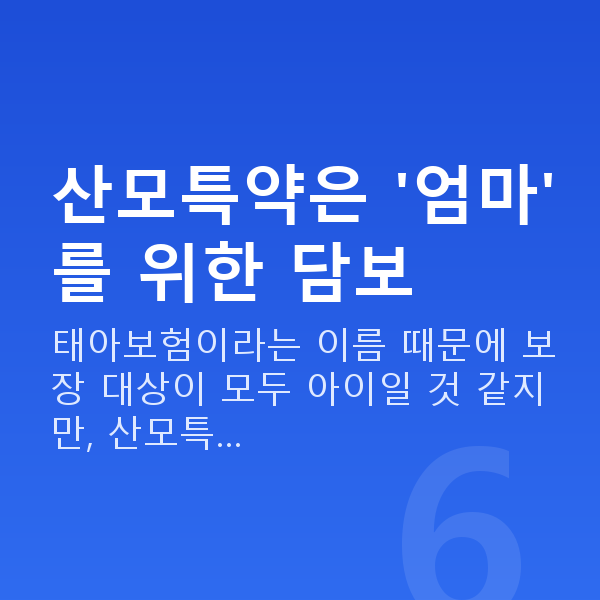 태아보험 산모특약 산모특약은 '엄마'를 위한 담보