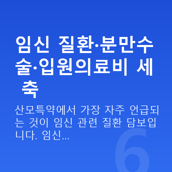 태아보험 산모특약 종류 임신 질환·분만수술·입원의료비 세 축