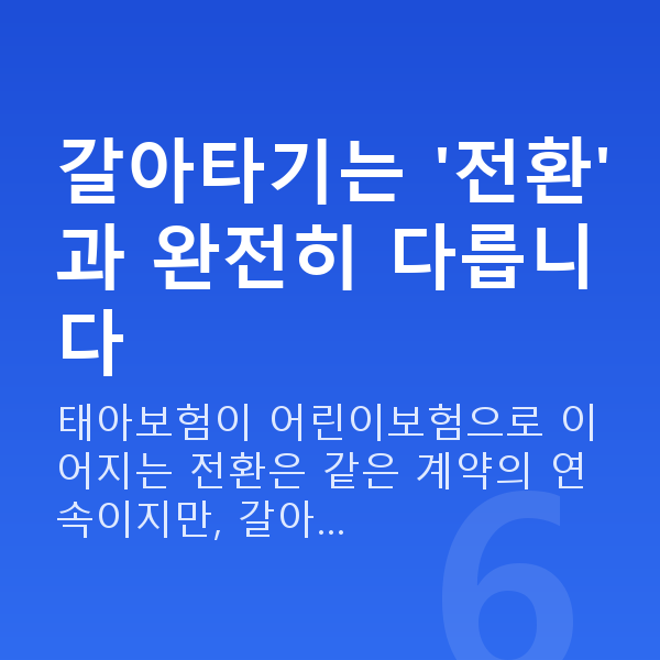태아보험 어린이보험 갈아타기 갈아타기는 '전환'과 완전히 다릅니다