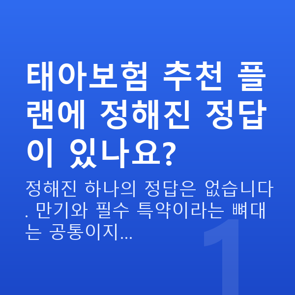 태아보험 추천 플랜 태아보험 추천 플랜에 정해진 정답이 있나요?