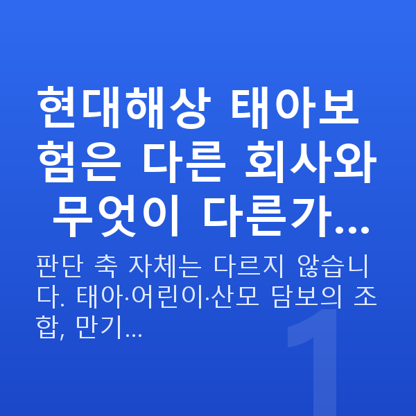 현대해상 태아보험 현대해상 태아보험은 다른 회사와 무엇이 다른가…