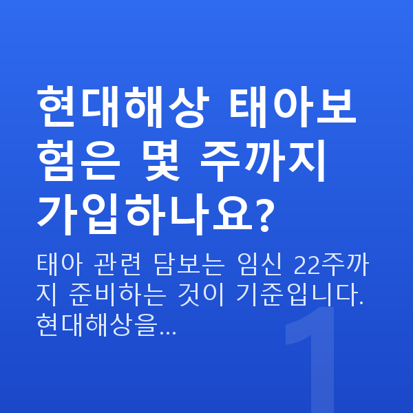 현대해상 태아보험 가입시기 현대해상 태아보험은 몇 주까지 가입하나요?